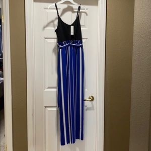 Black white and blue pants romper never worn